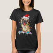 Pug Christmas Tree Lights Santa Dog Xmas T-shirt (Voorkant)