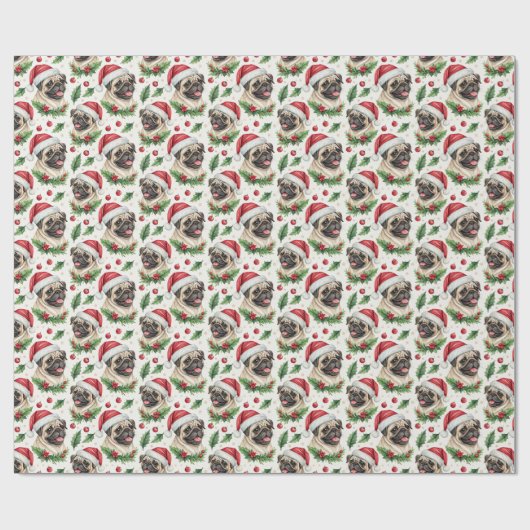 Pug Christmas Wrapping Paper Cadeaupapier (Vlak)