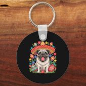 Pug cinco de mayo sleutelhanger (Voorkant)