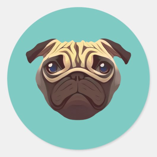 Pug Classic Round Sticker (Voorkant)