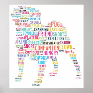 Pug Cloud Poster