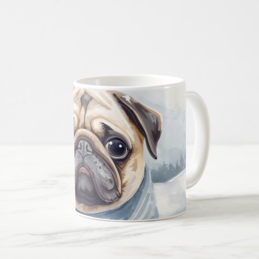 “Pug & Cocoa” Cute Pug Mug (Devant droit)