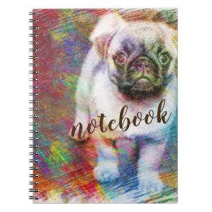 Pug Colorful Sketch-laptop Notitieboek