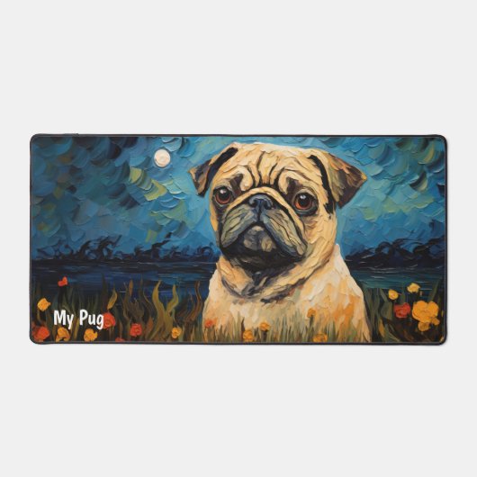 Pug Computer Muis en toetsenbord Desk Mat (Voorkant)