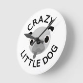 Pug Crazy Little Dog Ronde Klok (Hoek)