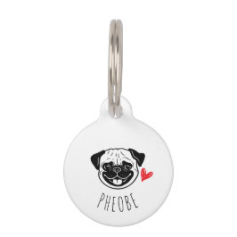 Pug Custom ID Label met Personalisatie Huisdierpenning