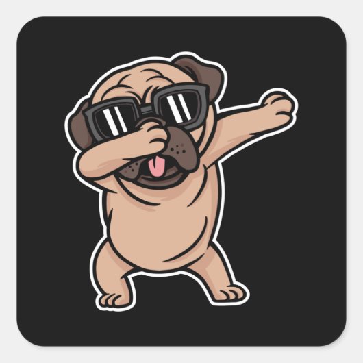 Pug Dabbing Dog Vierkante Sticker (Voorkant)