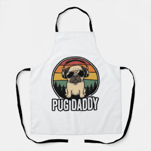 Pug Daddy Vintage Sunset Honden Vector Shirt Ontwe Schort