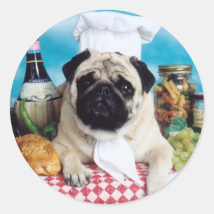 Pug de Chef-kok van de Hond Ronde Sticker