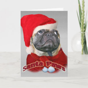 Pug de Kerstman handtastelijk wordt kaart