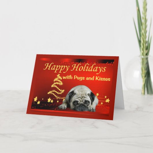 Pug de Sterren van de Kerstkaart Feestdagen Kaart (Voorkant)