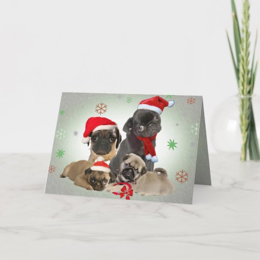 Pug de Wenskaarten van de Poten van de Kerstman Feestdagen Kaart (Voorkant)