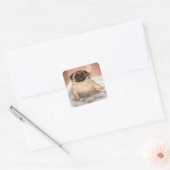 Pug die Bubble Bath pakt Vierkante Sticker (Envelop)