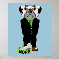 Pug die een Suit Nope draagt