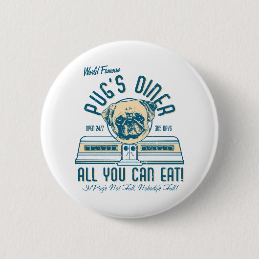 Pug Diner 50s Retro Buttonnen Ronde Button 5,7 Cm (Voorkant)