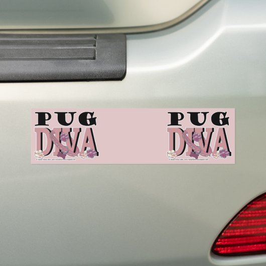 Pug DIVA Bumpersticker (Op auto)