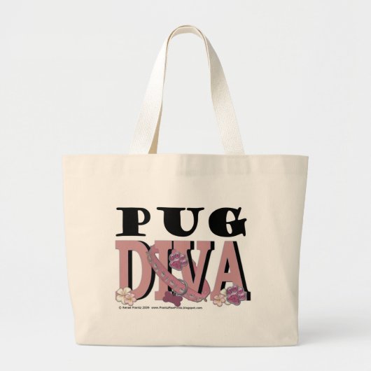 Pug DIVA Grote Tote Bag (Voorkant)