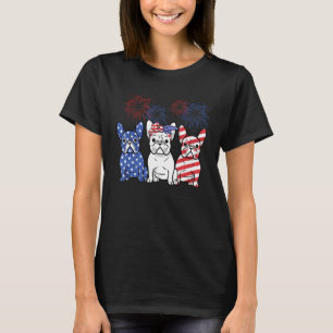 Pug Dog 4 juli Amerikaanse vlag Vuurwerkblad T-shirt