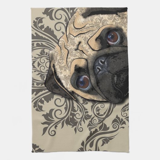 Pug Dog Abstract Pet Pattern Print Theedoek (Verticaal)