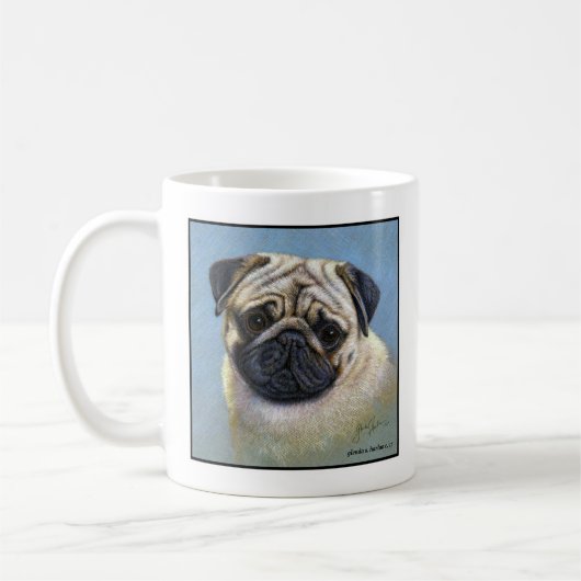 Pug Dog Art van Glenda S. Harlan Koffiemok (Links)