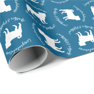 Pug Dog Baby shower Blue Puppy Boy Cadeaupapier