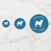 Pug Dog Baby shower Blue Puppy Boy Confetti (Achterkanten)