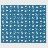 Pug Dog Baby shower Boy Blue met Bow Cadeaupapier (Vlak)