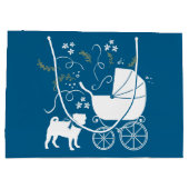 Pug Dog Baby shower Boy Blue met Bow Groot Cadeauzakje (Achterkant)