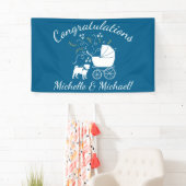 Pug Dog Baby shower Boy Blue met Bow Spandoek (Insitu)