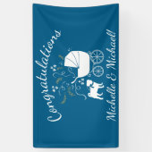 Pug Dog Baby shower Boy Blue met Bow Spandoek (Verticaal)