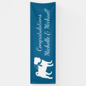 Pug Dog Baby shower Boy Blue met Bow Spandoek (Verticaal)
