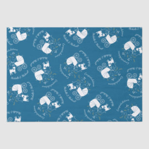 Pug Dog Baby shower Boy Blue met Bow Tissuepapier