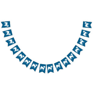 Pug Dog Baby shower Boy Blue met Bow Vlaggetjes