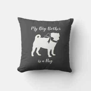 Pug Dog Baby shower Grey Puppy Gender Neutral Kussen