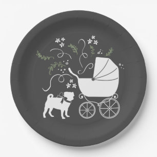 Pug Dog Baby shower Grey Puppy Gender Neutral Papieren Bordje