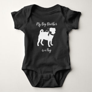 Pug Dog Baby shower Grey Puppy Gender Neutral Romper