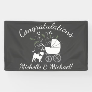 Pug Dog Baby shower Grey Puppy Gender Neutral Spandoek
