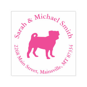 Pug Dog Baby shower Pink Puppy Girl Zelfinktende Stempel
