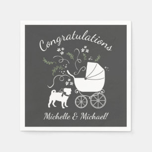 Pug Dog Baby shower Thema Puppy Gender Neutraal Servet