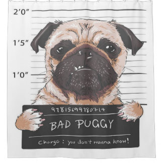 Pug Dog Bad Puggy Dog Eigenaar Douchegordijn