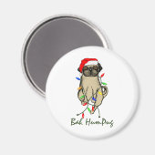 Pug Dog Bah Humpug Funny Kerstmis Magneet (Voorkant / Achterkant)