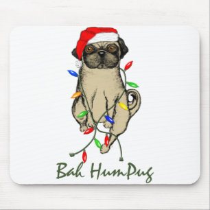 Pug Dog Bah Humpug Funny Kerstmis Muismat
