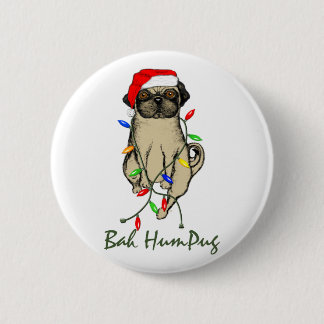 Pug Dog Bah Humpug Funny Kerstmis Ronde Button 5,7 Cm