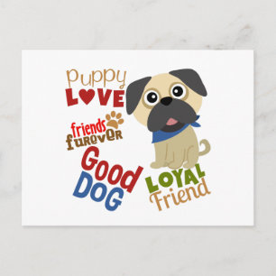 Pug Dog Best Friend Briefkaart