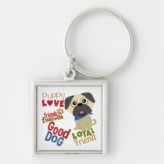 Pug Dog Best Friend Sleutelhanger (Voorkant)