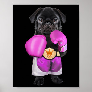 Pug Dog Boxing Funny Fitness Gym Workout Poster