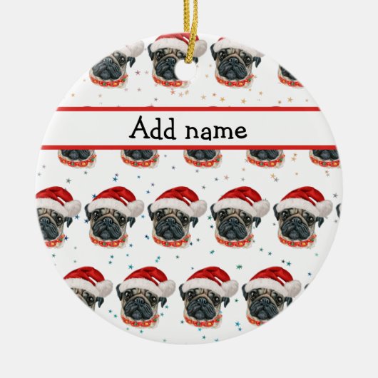 Pug Dog Breed Christmas Stars Keramisch Ornament (Voorkant)