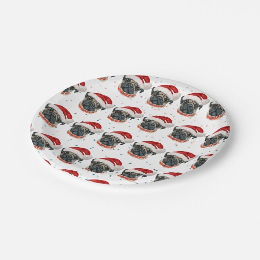 Pug Dog Breed Christmas Stars Papieren Bordje (Gekanteld)