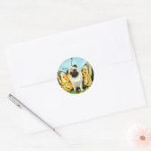 Pug Dog Butterfly Ronde Sticker (Envelop)