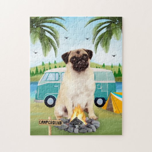Pug Dog Camping Legpuzzel (Verticaal)